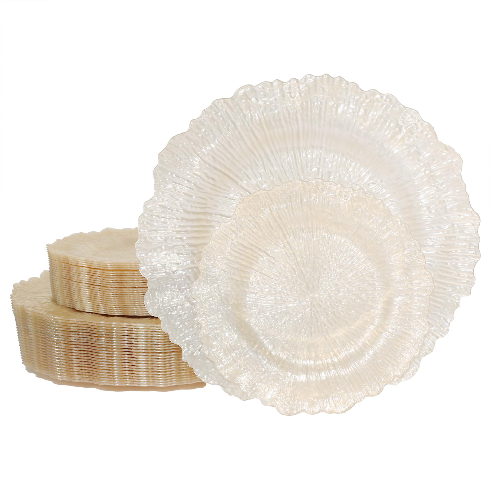 Photo 1 of U-QE 60PCS Clear Coffee Plastic Plates - 30 Dinner, 30 Dessert