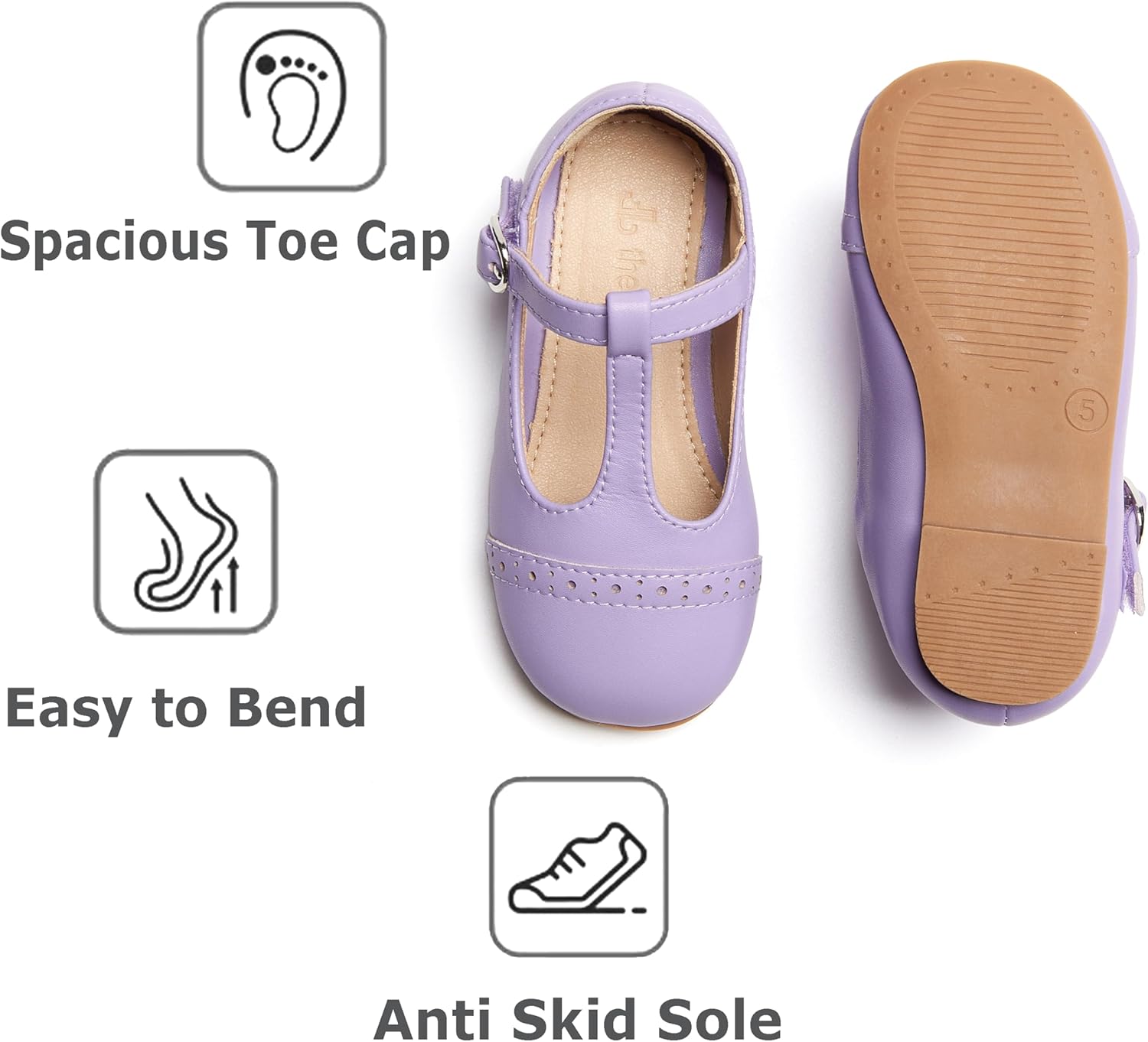 THEE BRON Girls T-Strap Shoes | Square Toe for Wide Feet | Party & Dress Toddler Kid - Image 8