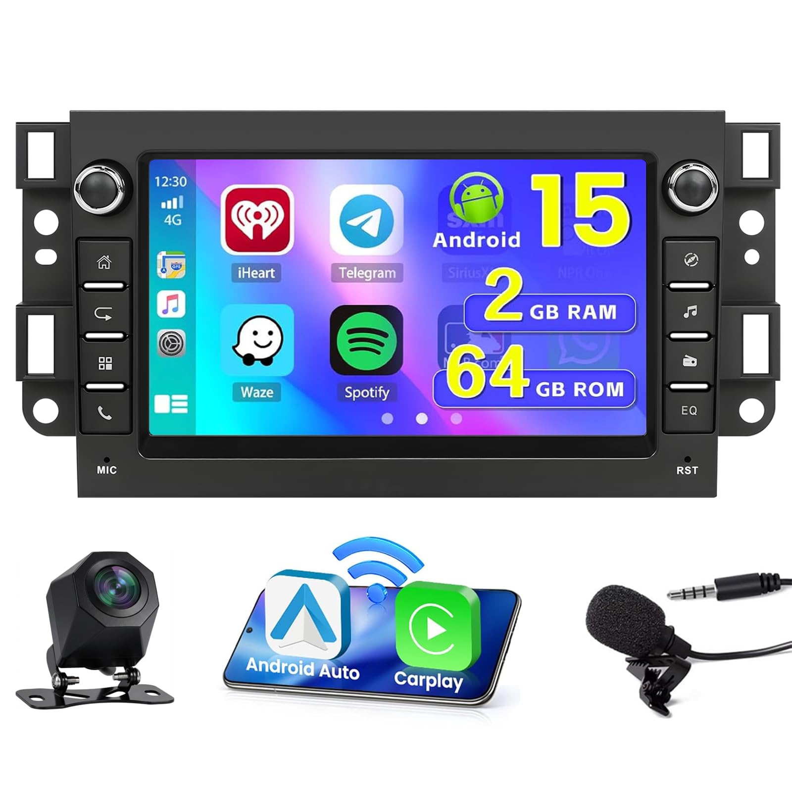 2G+64G Android 15 Radio Coche para Chevrolet Aveo 7" CarPlay BT