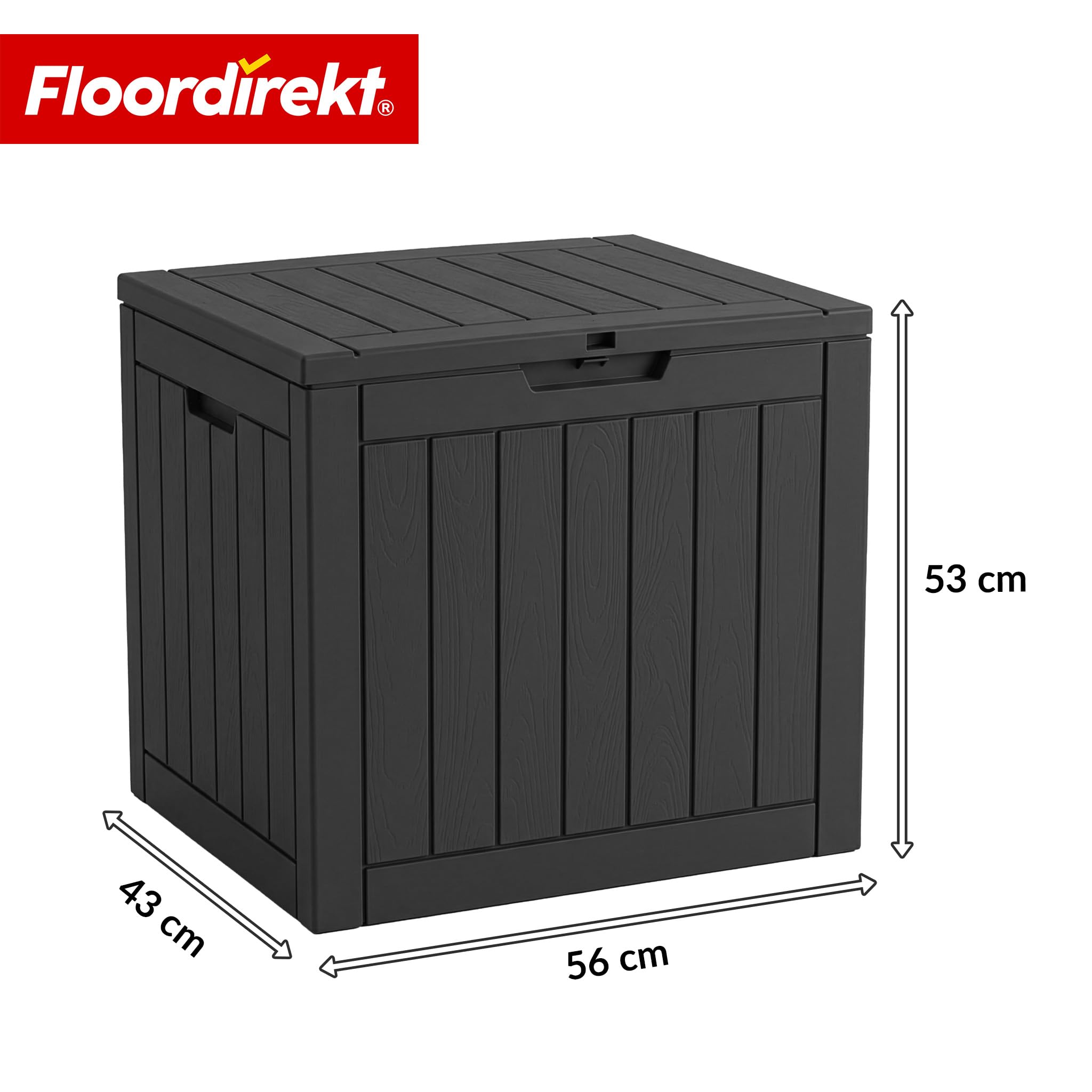 Floordirekt Aufbewahrungsbox - Anthrazit- Wetterfeste Auflagenbox für Terrasse & Balkon - 118L - Gartenbox - 56 x 43 x 53 cm (118 L)