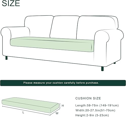 Vista 33 de CHUN YI - Funda elástica de cojín para sofá biplaza, funda de asiento de sofá con tela jacquard de elastano (mediana, color verde azulado) Verde