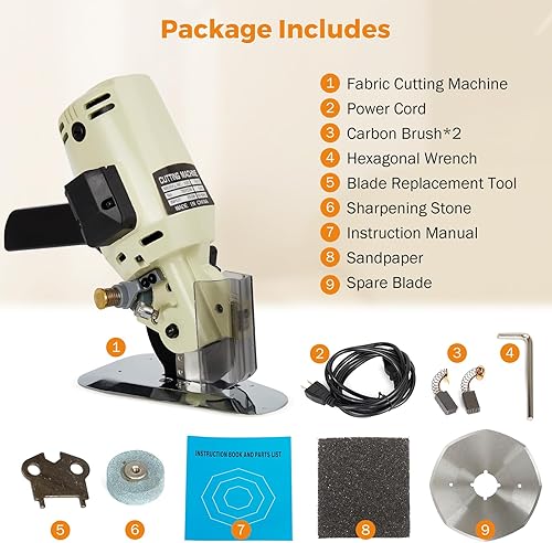 Miniatura 3 de BEAMNOVA Cortador de tela eléctrico Cortadora de tela Rodillo con hoja giratoria adicional de 4 pulgadas Máquina de corte de tela de mano para ropa