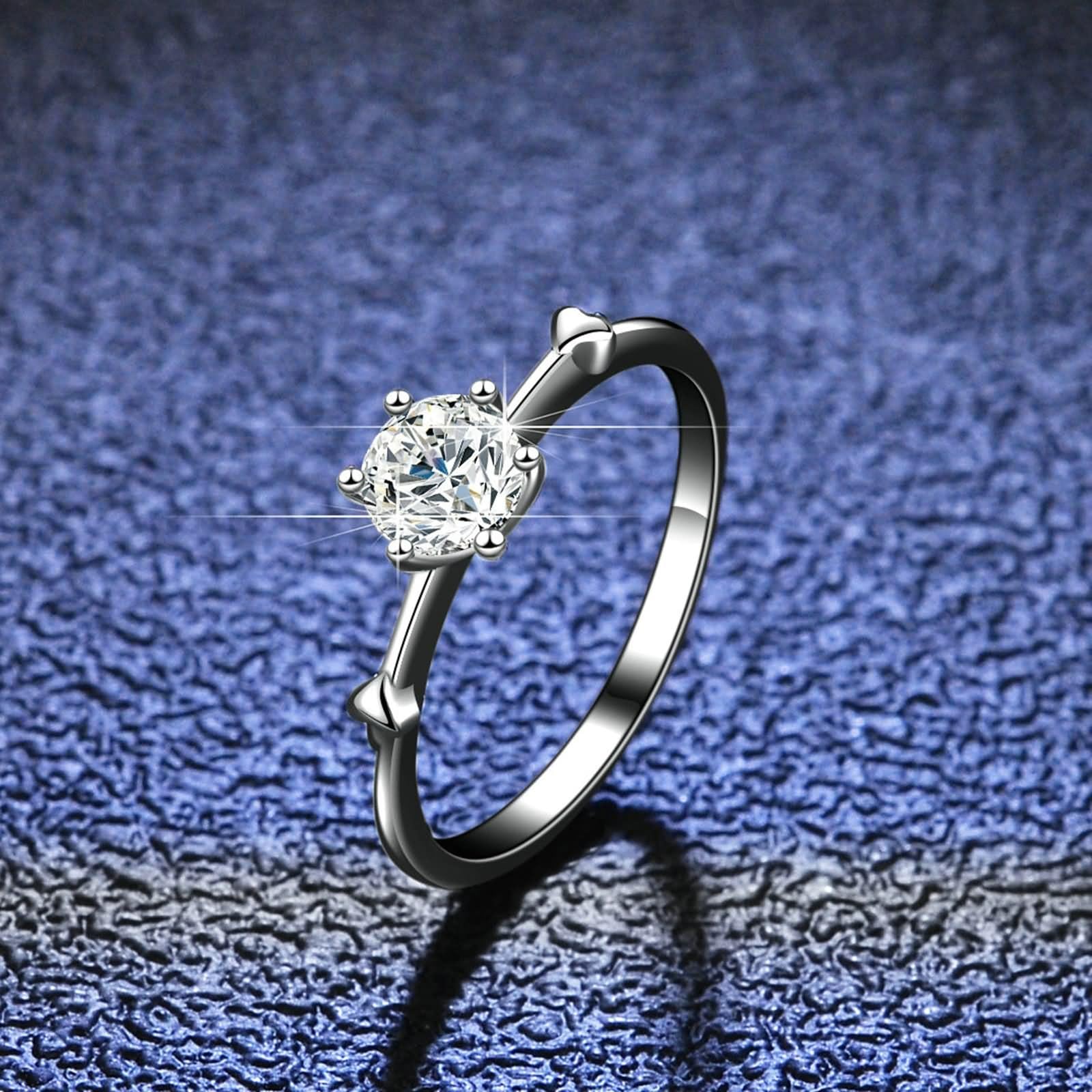 Pierścionek uniwersalny, pierścionek zaręczynowy damski 0,5 ct, diament laboratoryjny z sercem, srebrny, platyna, rozmiar 63 (20,1)