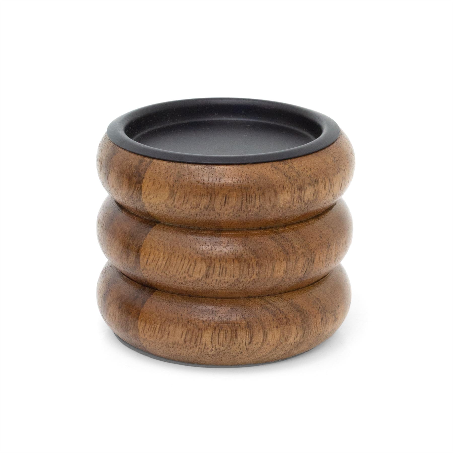 Carousel Home Natural Wooden Pillar Candle Holder | Rustic Ribbed Walnut Holder For Pillar Candles | Decorative Candlestick For Tables, Mantels & Shelves - 8Cm