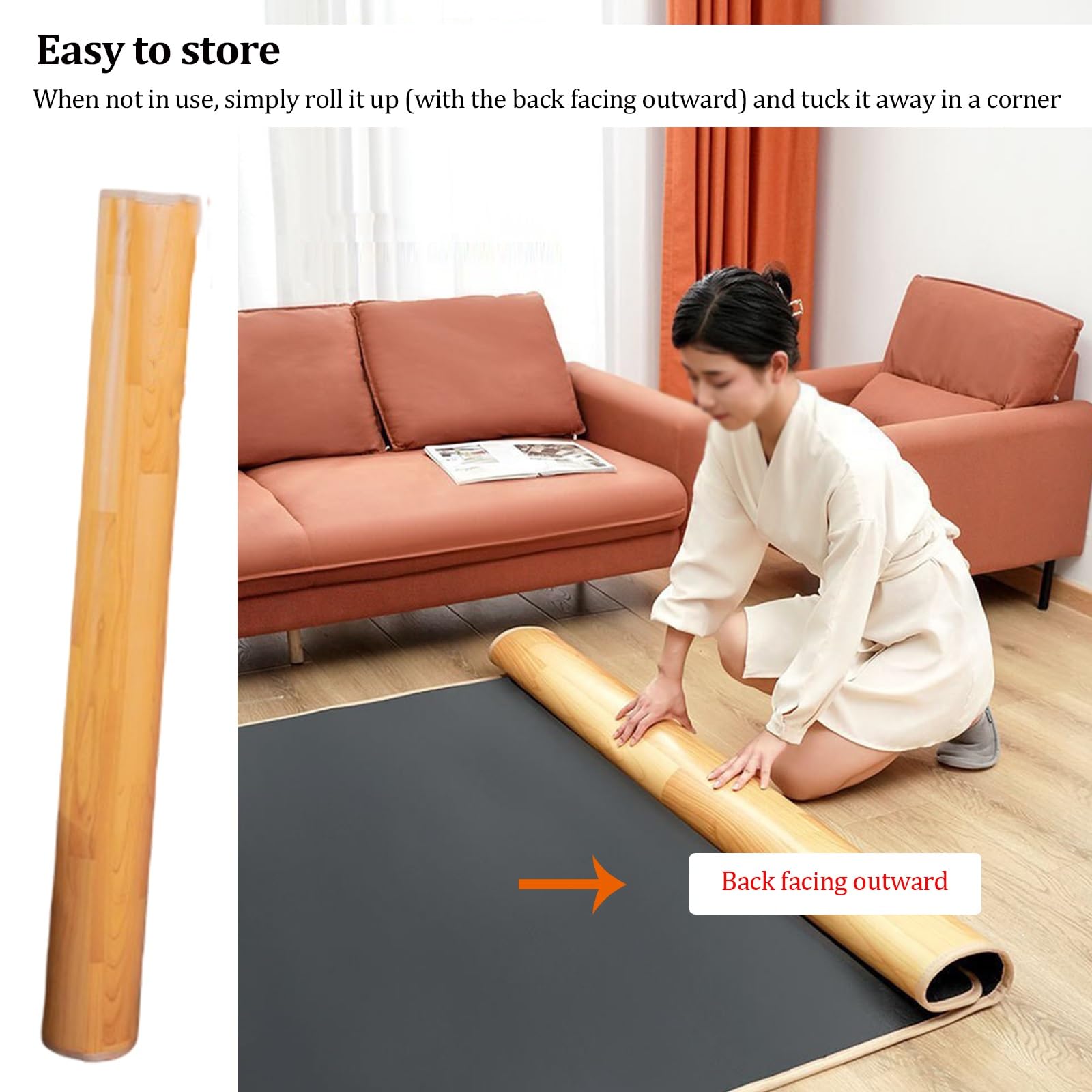 Graphen-Heizmatte, tragbare Heizmatte mit einstellbarem Thermostat, rutschfest und wasserdicht, ideal für Wohnzimmer, Büro, Yoga und Schlafzimmer(50X150cm)