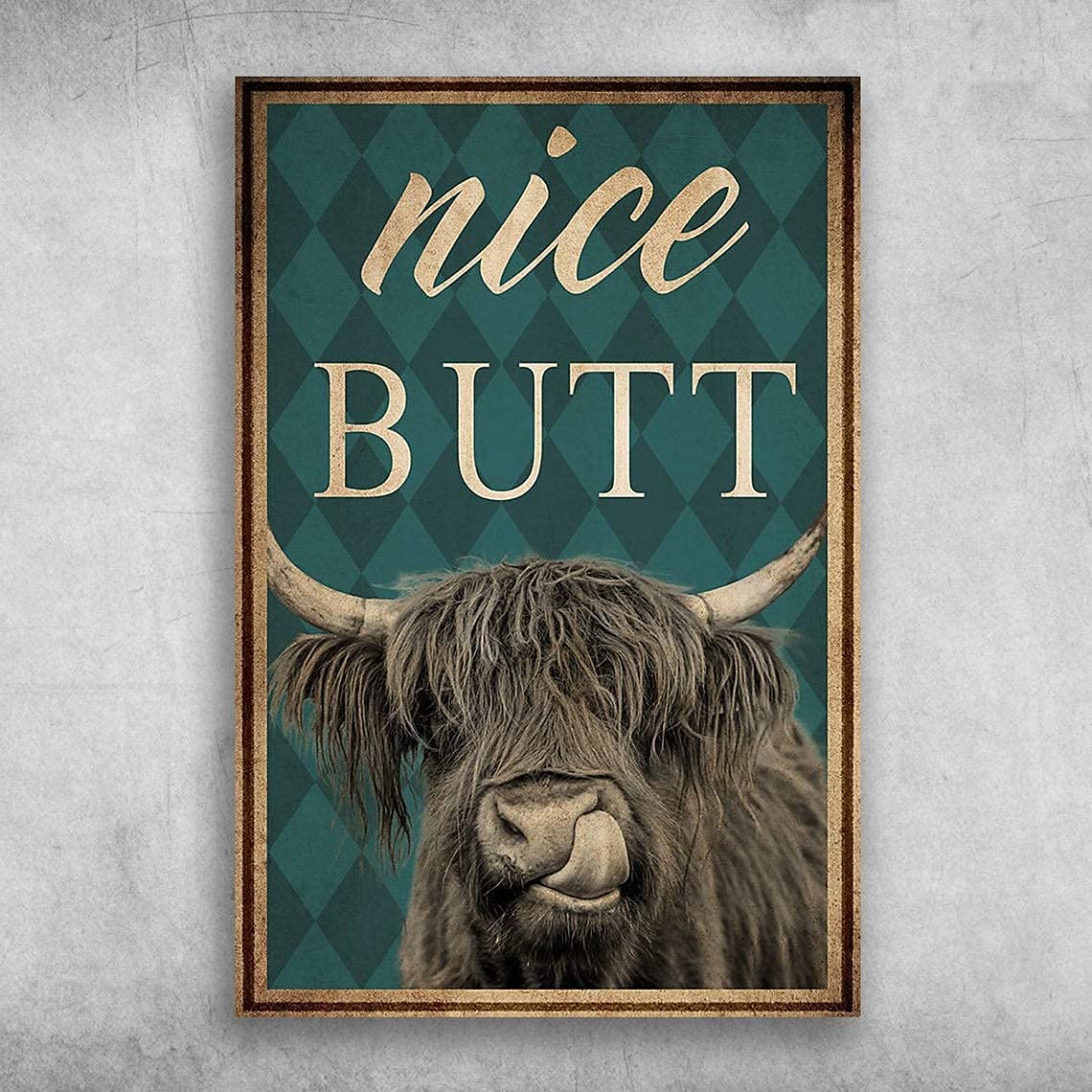 Lsjuee Kkkl12 Retro Art Printing Metal Tin Sign Nice Butt Cow Canvas Funny Farm Bathroom Toilet Home Novelty Cafe Wall Decor 8 X 12 Inch