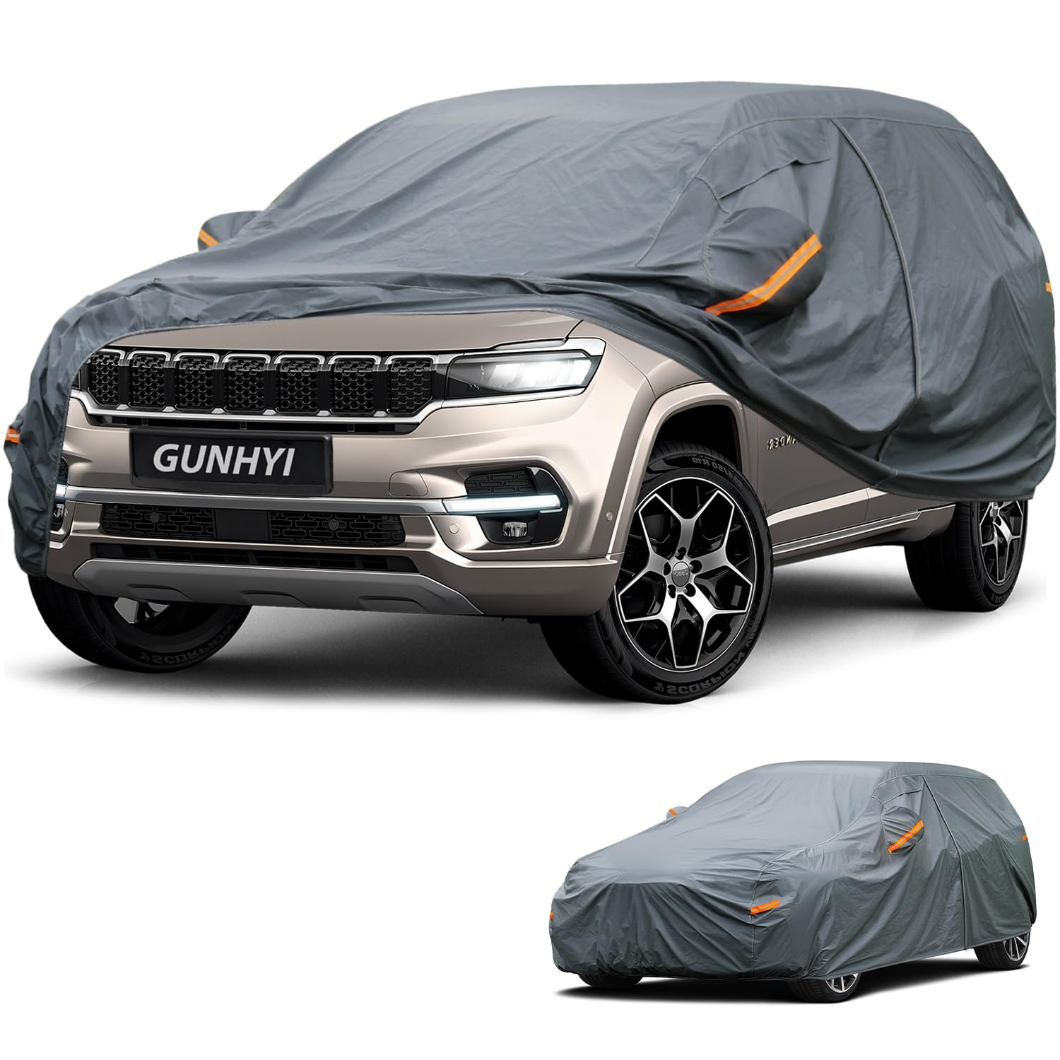 GUNHYI Premium Car Cover Custom Fit Jeep Commander, 16 Layers Heavy Duty Car Cover Waterproof All Weather with Zipper Door for Sun Rain Snow Dust Uv Protection