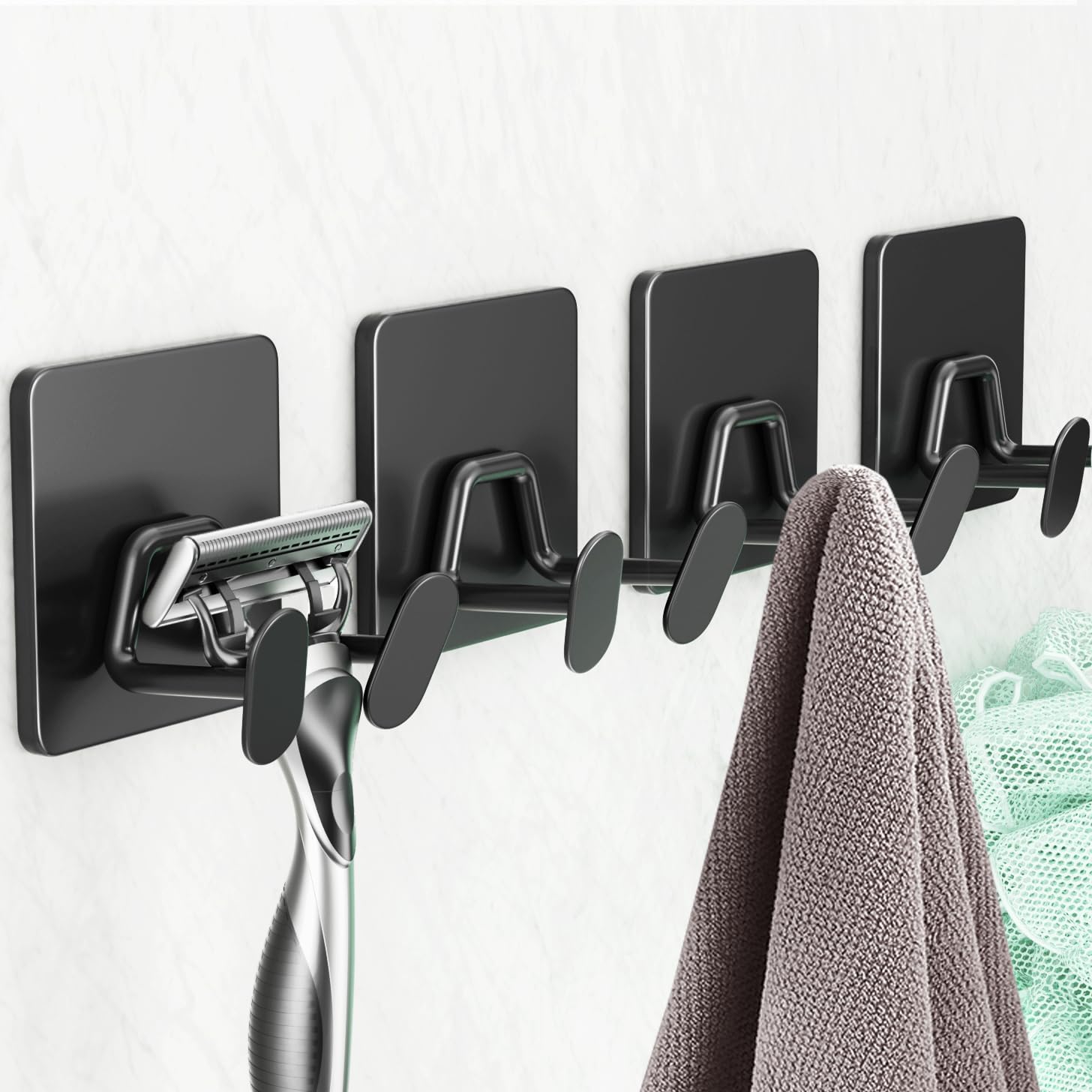 susswiff Self Adhesive Hooks for Bathroom - Sticky Shower Hooks for ...