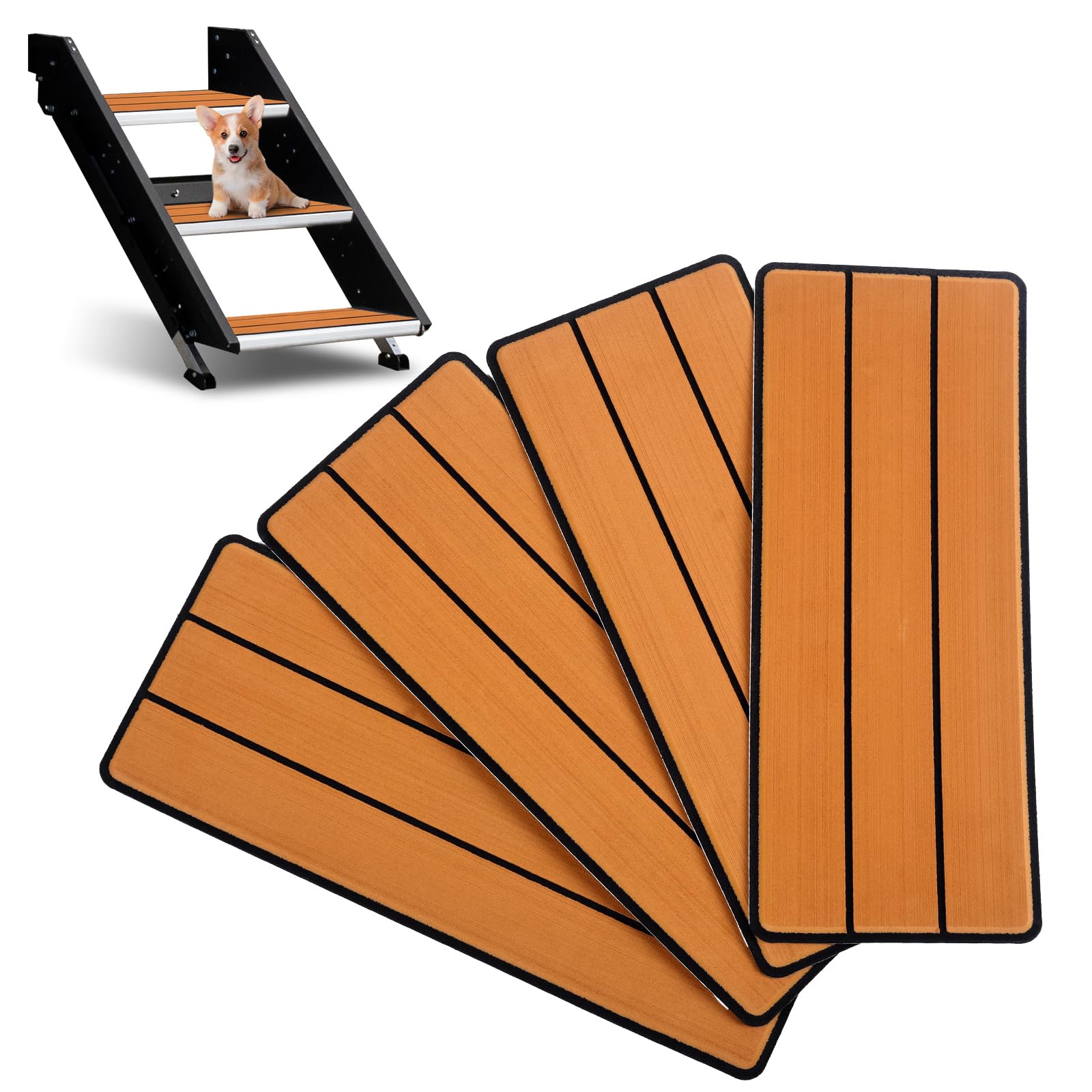 OCEANBROAD EVA Foam RV Step Cover 19''L x 7.5''W 4 Pack, Brown