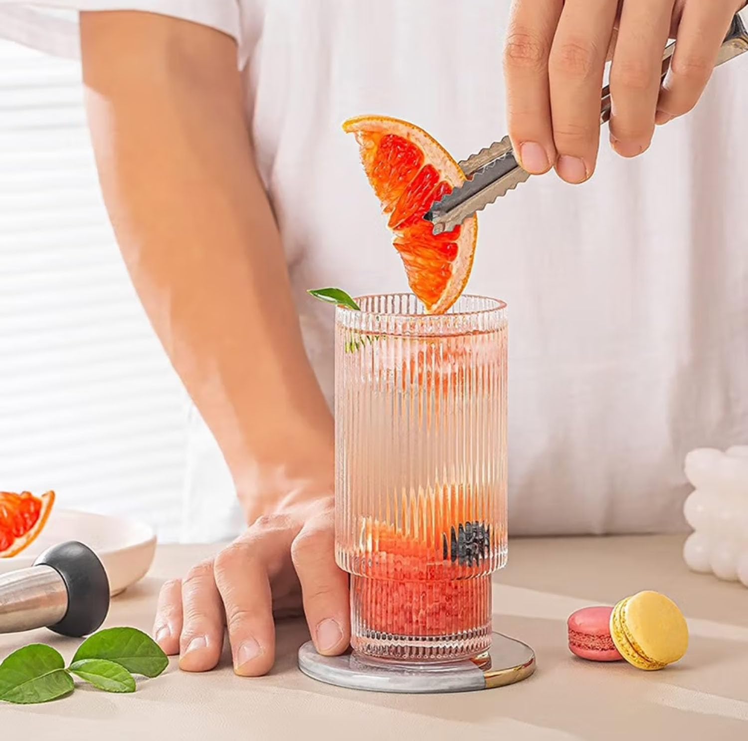 Vasos de vidrio de 16 onzas con tapas y popotes, tazas de café helado con tapa (6 vasos, 6 tapas y 6 popotes)