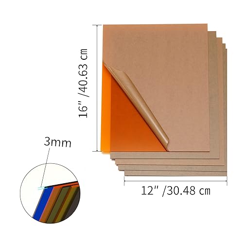 Miniatura 8 de Paquete de 6 hojas acrílicas fundidas de 8 x 12 colores hojas de plexiglás translúcidas de 18 pulgadas hojas de plástico de colores