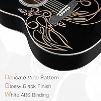 Vista 4 de Guitarra acústica de concierto WINZZ AF227A de 39 pulgadas con kit completo, enredadera delicada