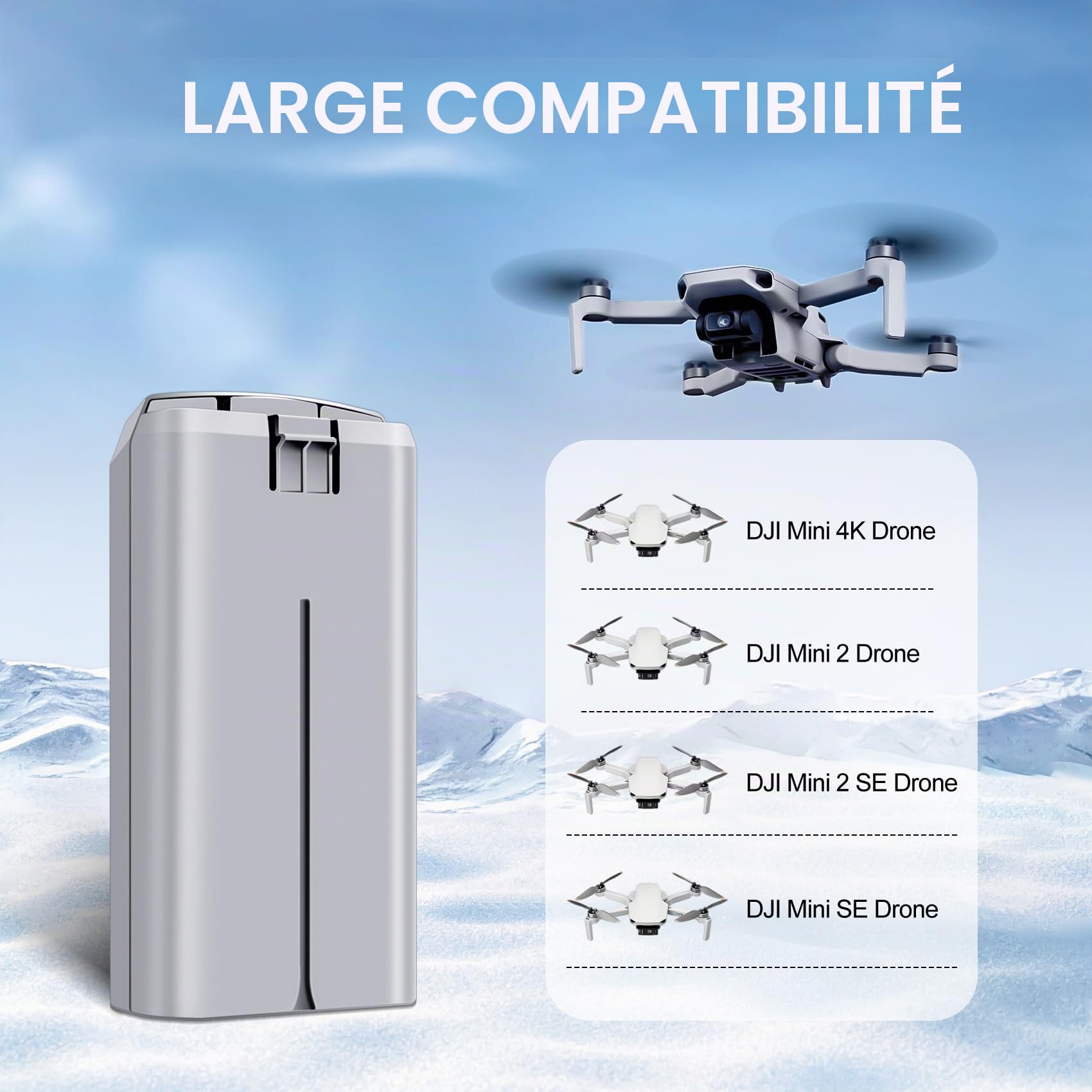 Mini 2 Series Batterie 2 pièces 7.7V 2400mAh Batterie de vol Intelligente (31 Minutes d'autonomie maximale) Entièrement Compatible avec Les Drones DJI Mini 4K/2/2 SE/SE