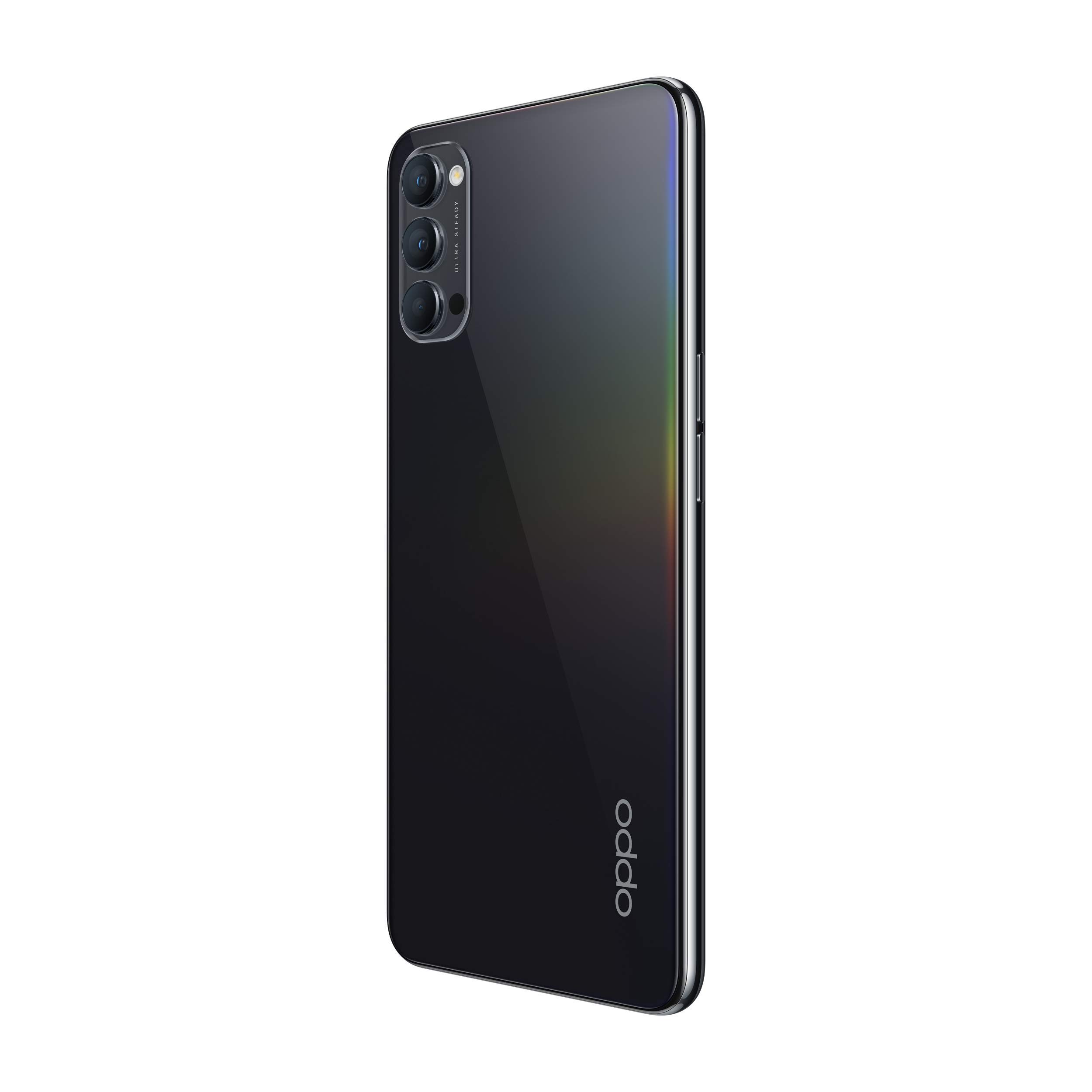 OPPO Reno4 Smartphone 5G, 183g, Display 6.4" FHD+ AMOLED, 3 Fotocamere 48MP, RAM 8GB + ROM 128GB non Espandibile, Batteria 4025mAh, Ricarica SuperVOOC 65W, Dual Sim, [Versione Italiana], Space Black