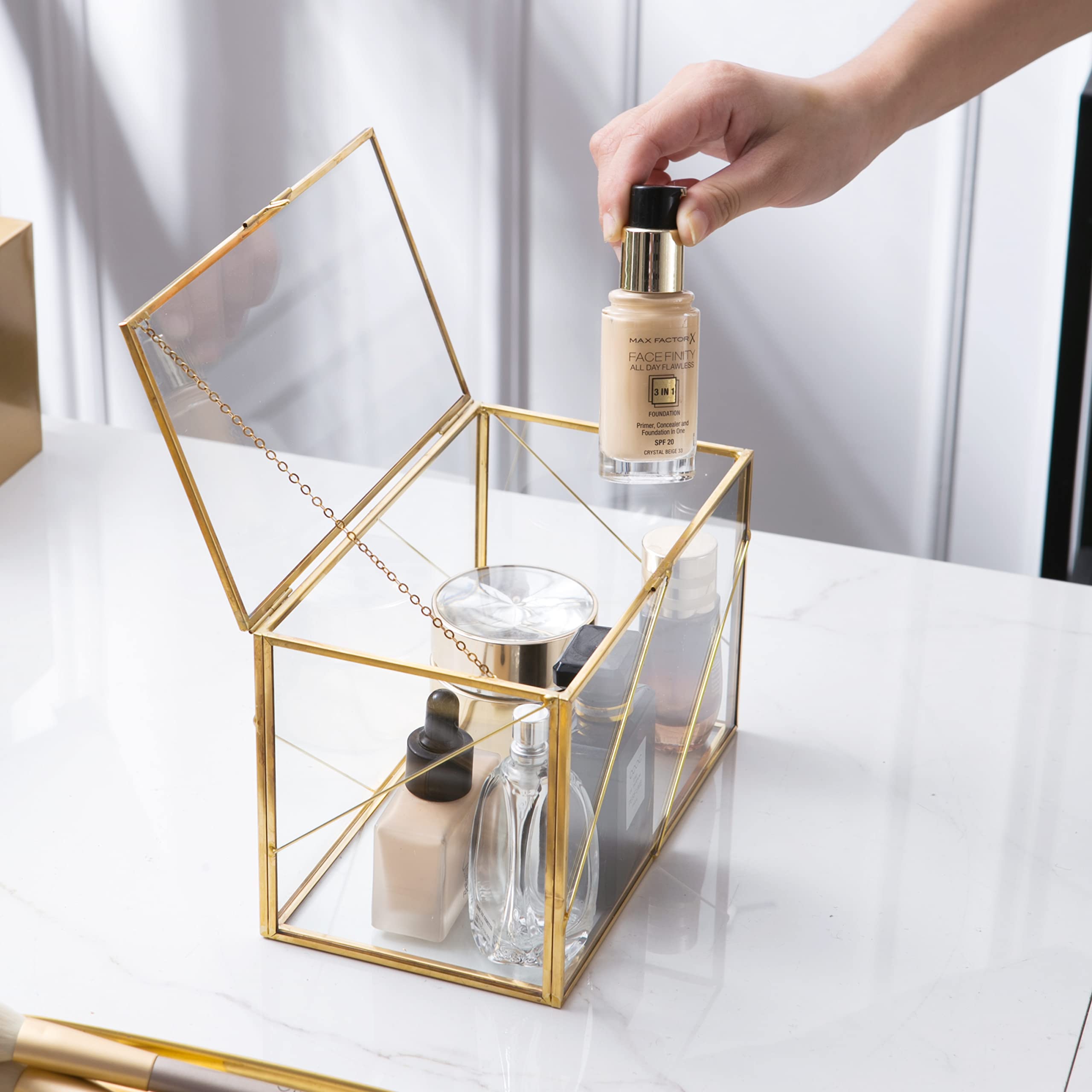 Vellon Schmuck-Organizer – 2-stöckige Transparente Aufbewahrungsbox Mit Gold-Akzenten