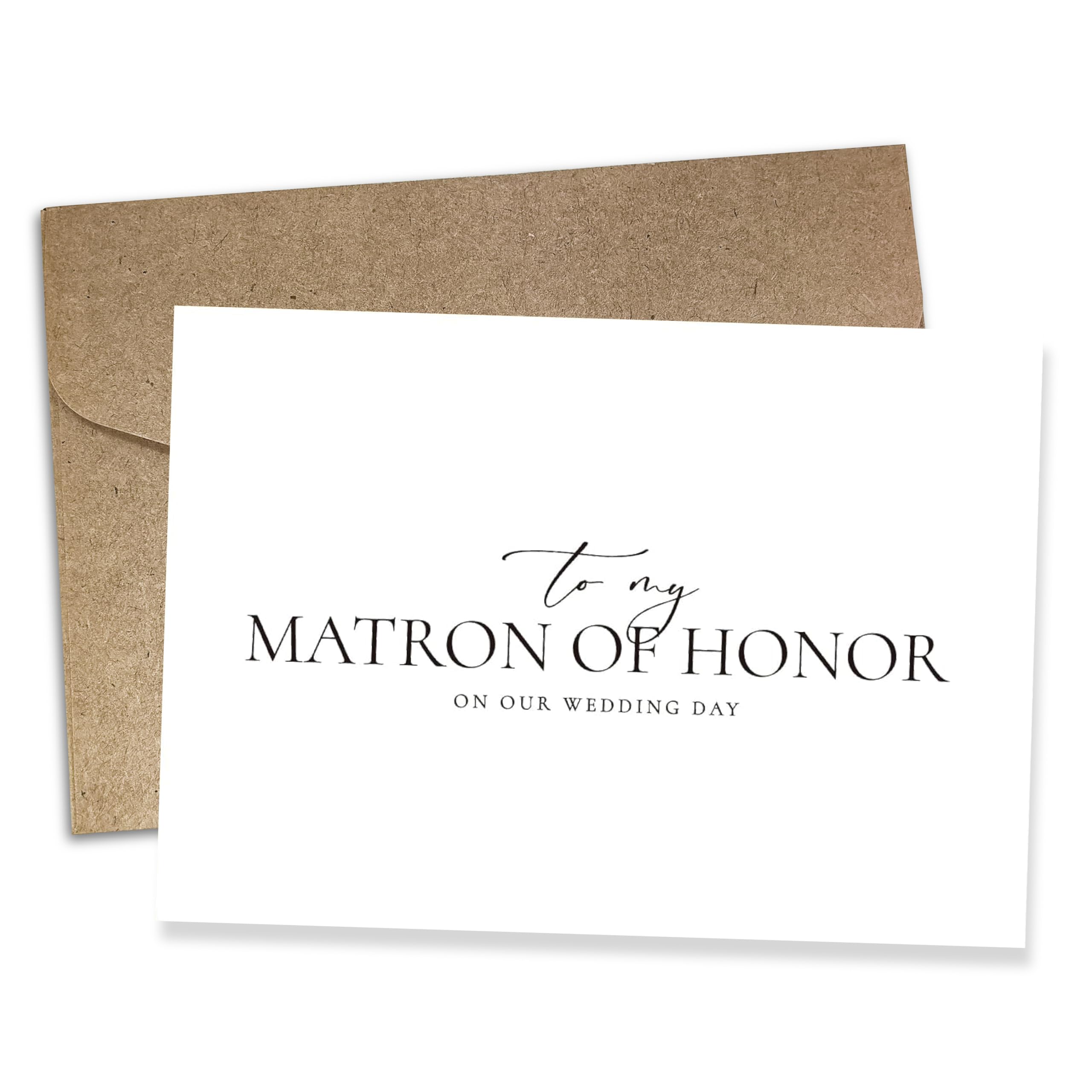 WeddingGiftsWedding Matron of Honor Card with Envelope, To My Matron of Honor On Our Wedding Day Cards. （Matron of Honor A）