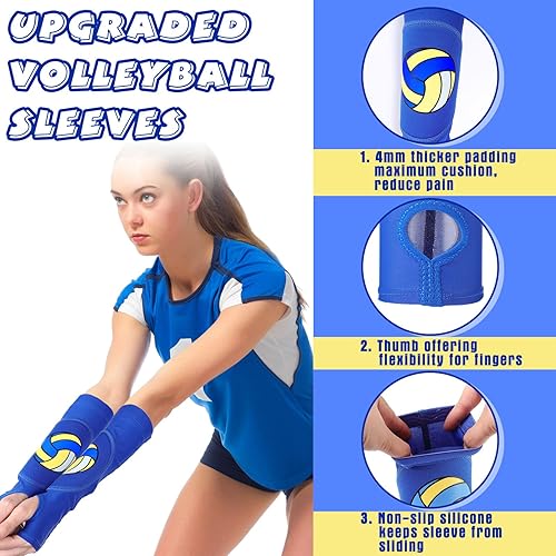 Miniatura 6 de Aoriher Rodillera de voleibol y manga para el brazo con almohadilla de protección, manga para el codo con orificio para el pulgar, accesorio de