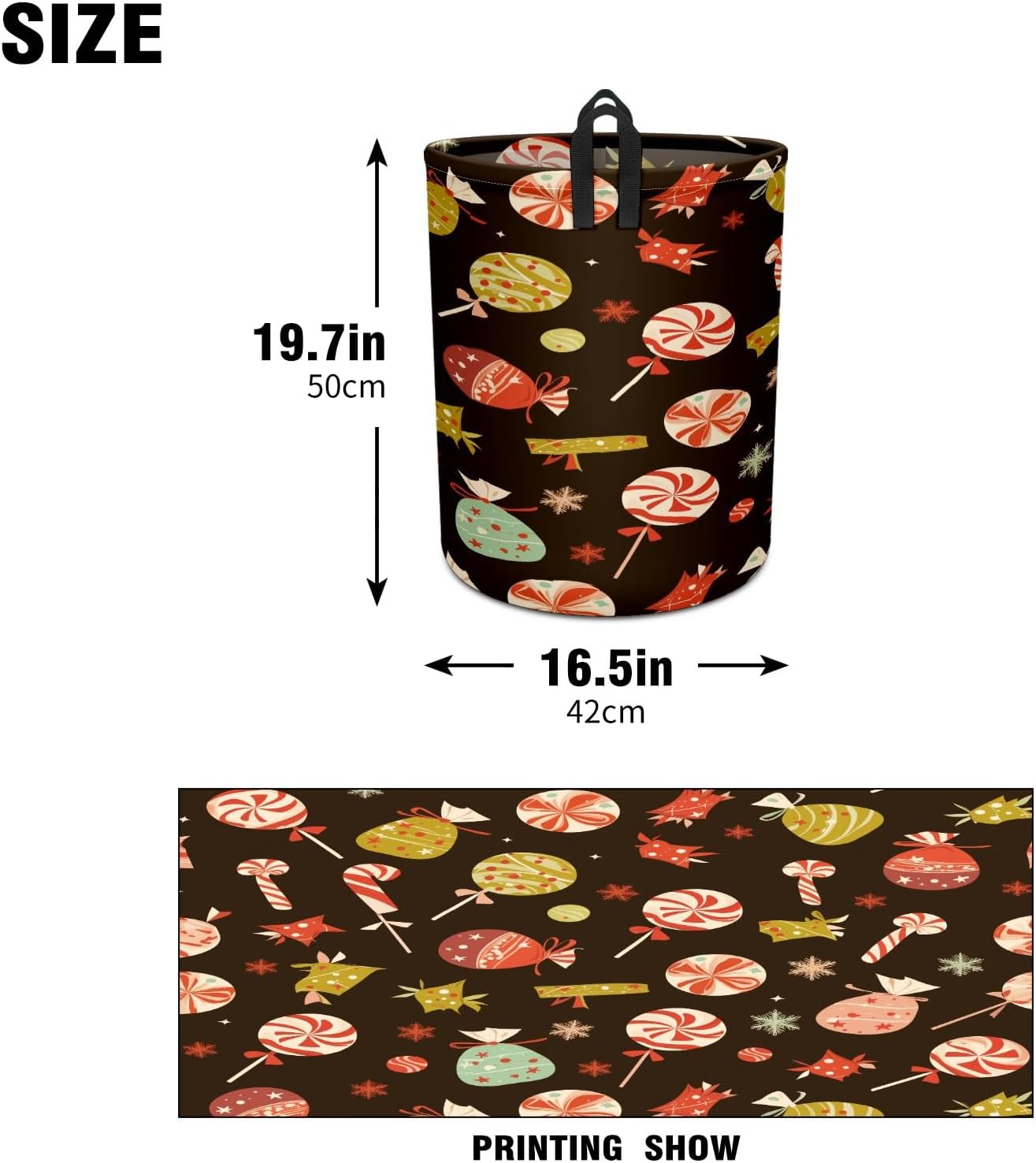 Candy Christmas Large Laundry Hamper Foldable Waterproof Dirty Clothes Basket Dorm Clean Laundry Baskets