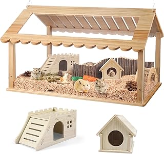 SENNOR Cage pour hamster syrien de 61 cm avec 2 petites maisons pour hamster – Durable, facile à nettoyer, cages pour cochons d'Inde, design à vue claire pour petits animaux de compagnie actifs