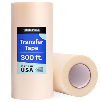 TapeManBlue 12" x 300 Roll of Clear Transfer Tape for Vinyl, Made in America, Premium-Grade Vinyl Transfer Tape for Crafts, Decals, and Letters
