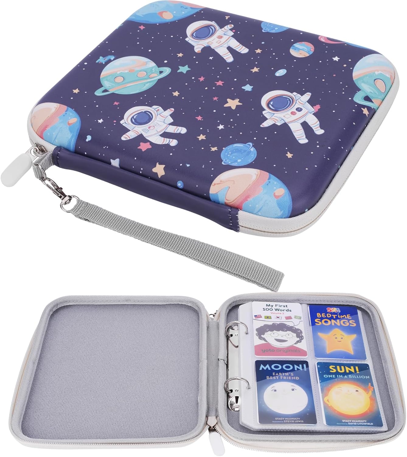 HBK Card Holder for Yoto Cards, 80 Pockets Mini Card Binder with Zipper & Strap, Portable Waterproof Card Album Organizer for Player & Mini Audiobook Cards Storage (Space)