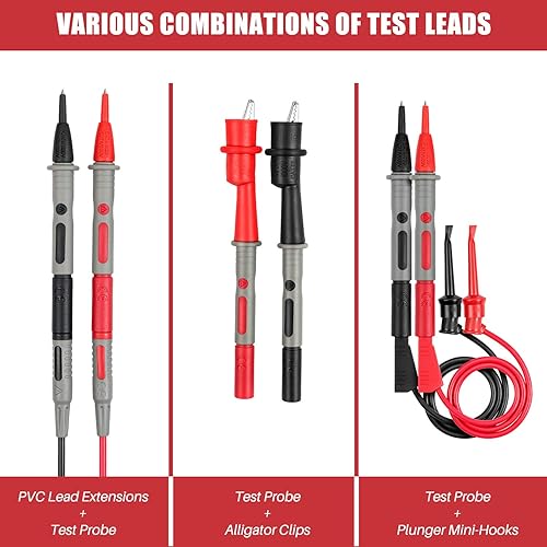 Miniatura 5 de AstroAI Juego de cables de prueba de multímetro de 8 piezas con pinzas de cocodrilo y multímetro AM33D de 2000 cuentas