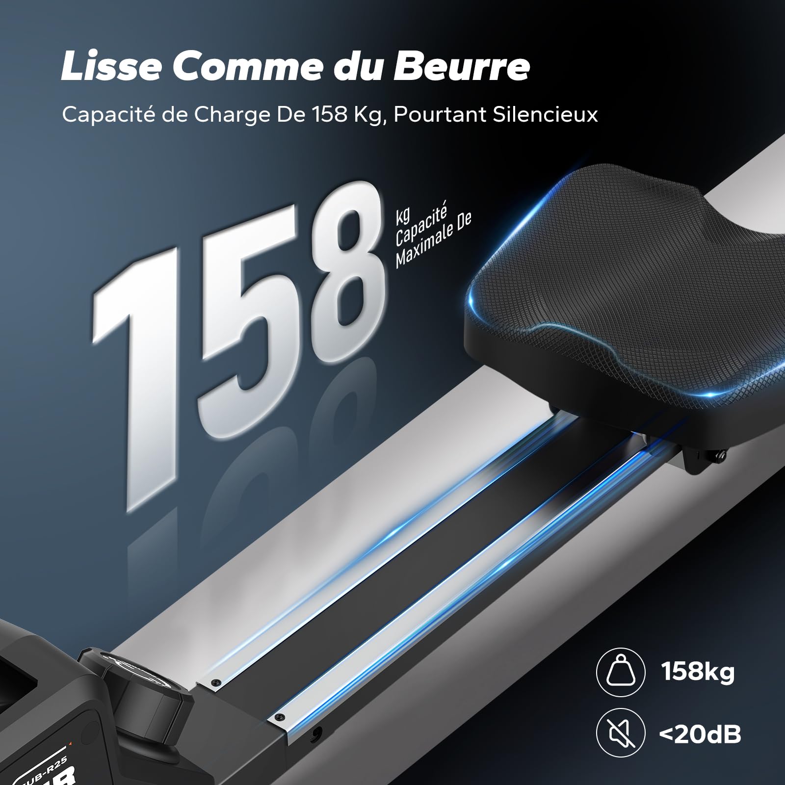 MERACH Rameur D'appartement avec Carte Interactive Exclusive de l' APP et Jeux, Apparence Semblable à Un Requin, Expérience de Rame Intense, Gain de Place, Adapté à L'entraînement du Corps Entier