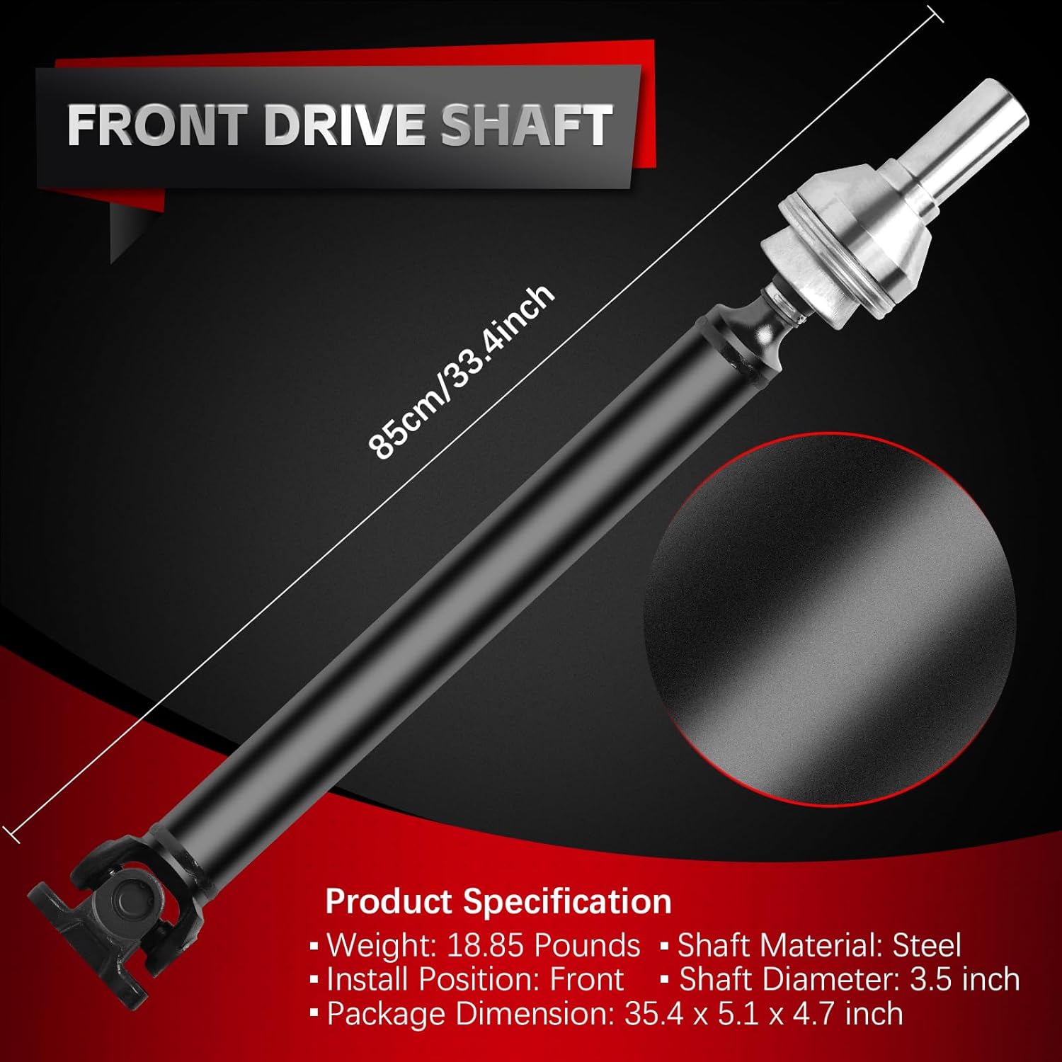 Nifeida 938-095 Front Complete Drive Shaft 33.75" Prop Shaft Assembly for Ram 1500 2013-2017 Cab Pickup, 4WD Automatic Transmission 8 Speed Trans., Replace# 52123639AA, 65-3027