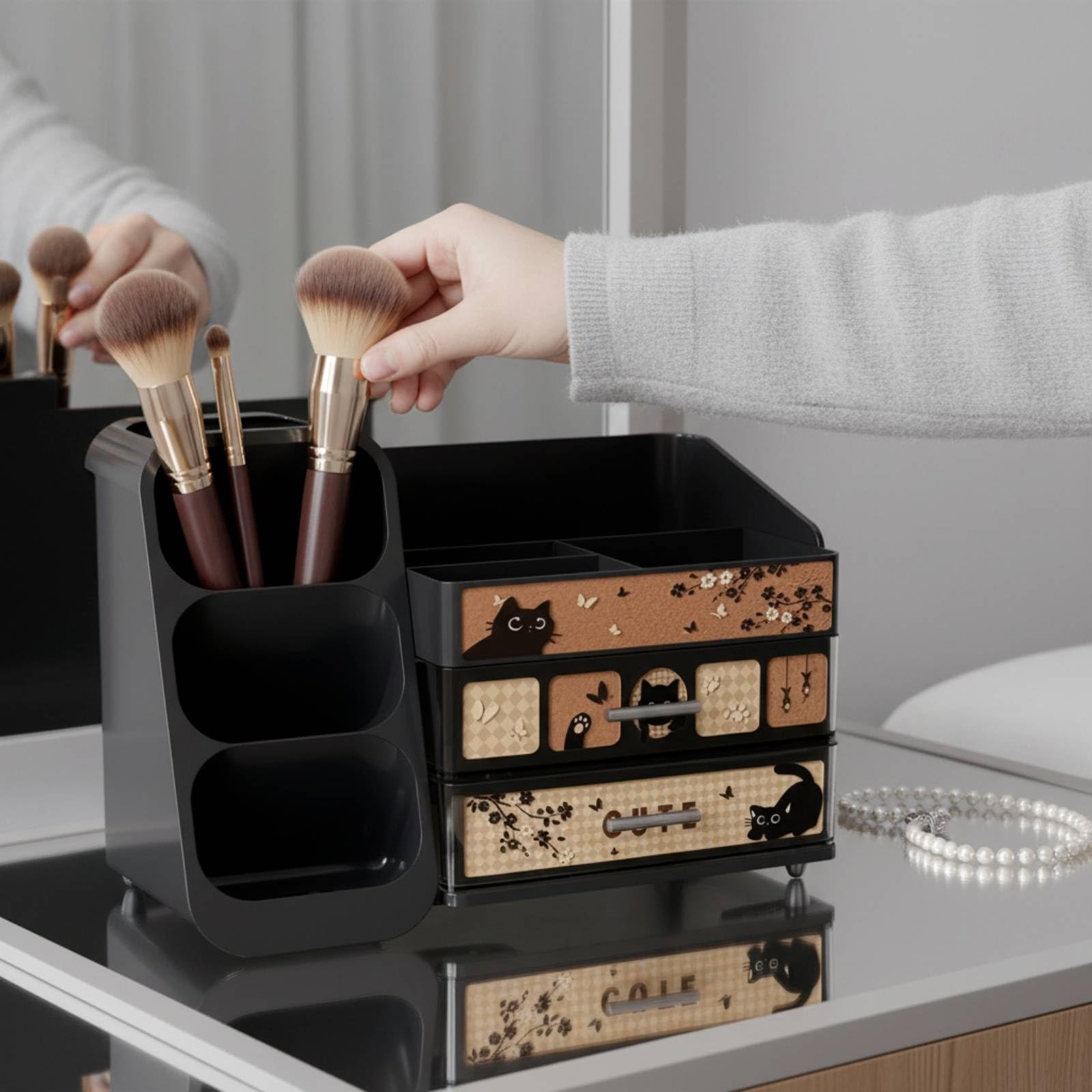 Organizador Cosméticos con Cajones Multinivel Caja Almacenamiento con Cajones Multiusos Connedor para Escritorio