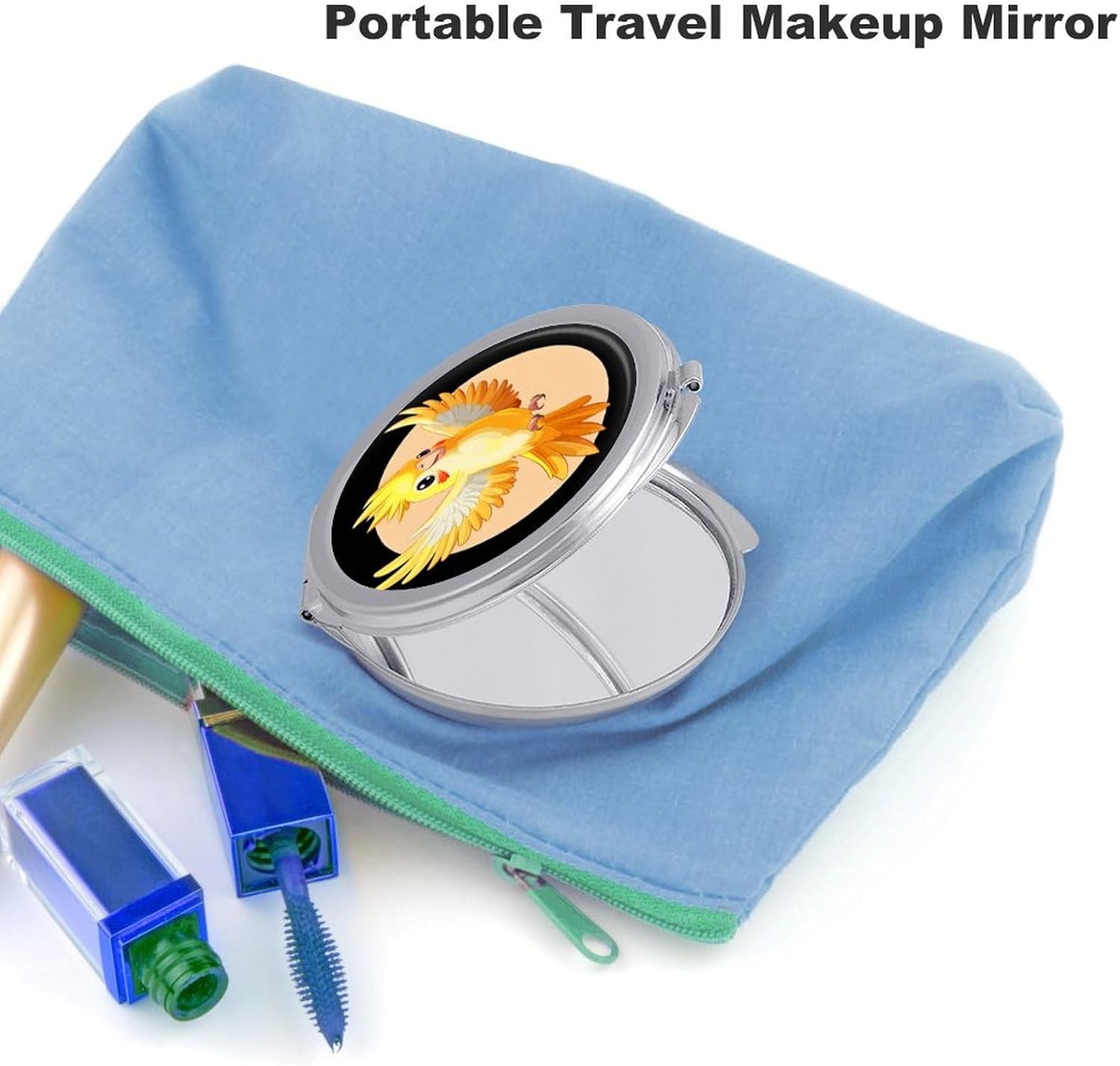 Cockatiel Bird Compact Makeup Mirror Mini Foldable Cosmetic Mirror Portable Travel Mirror for Purse Pocket