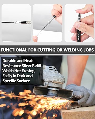 Miniatura 6 de Nicpro Juego de lápices mecánicos de soldador de 0.079 pulgadas con 24 recambios de plata, soporte de plomo de metal de 0.079 pulgadas, lápiz de