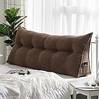 Vista 13 de Cojín de almohada triangular copetudo para respaldo, funda extraíble, almohada de lectura, cojín de lectura para cabecero grande para cama, sofá