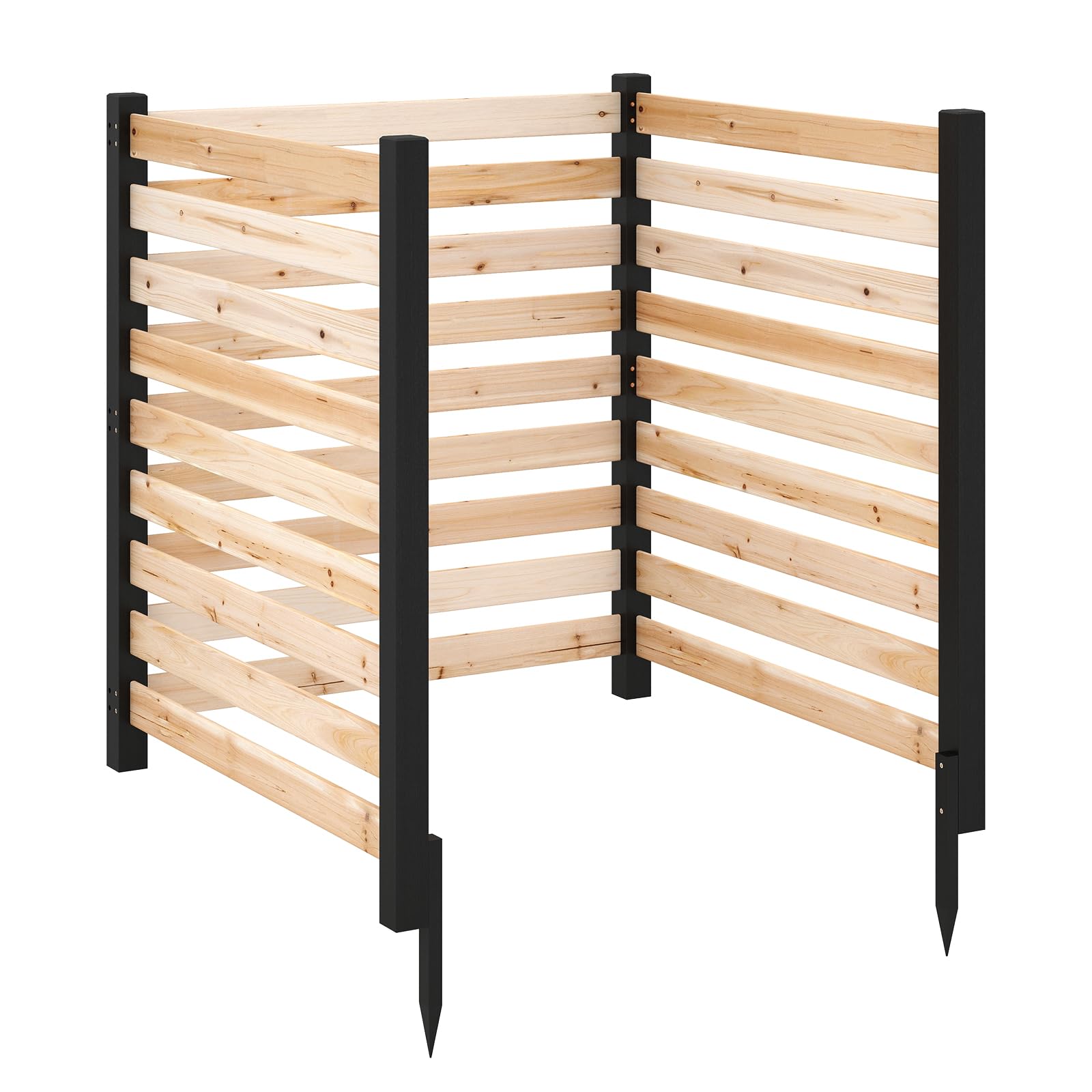 GYMAX 3 Pièces Panneau Brise Vue Exterieur en Bois, 98 x 107 cm