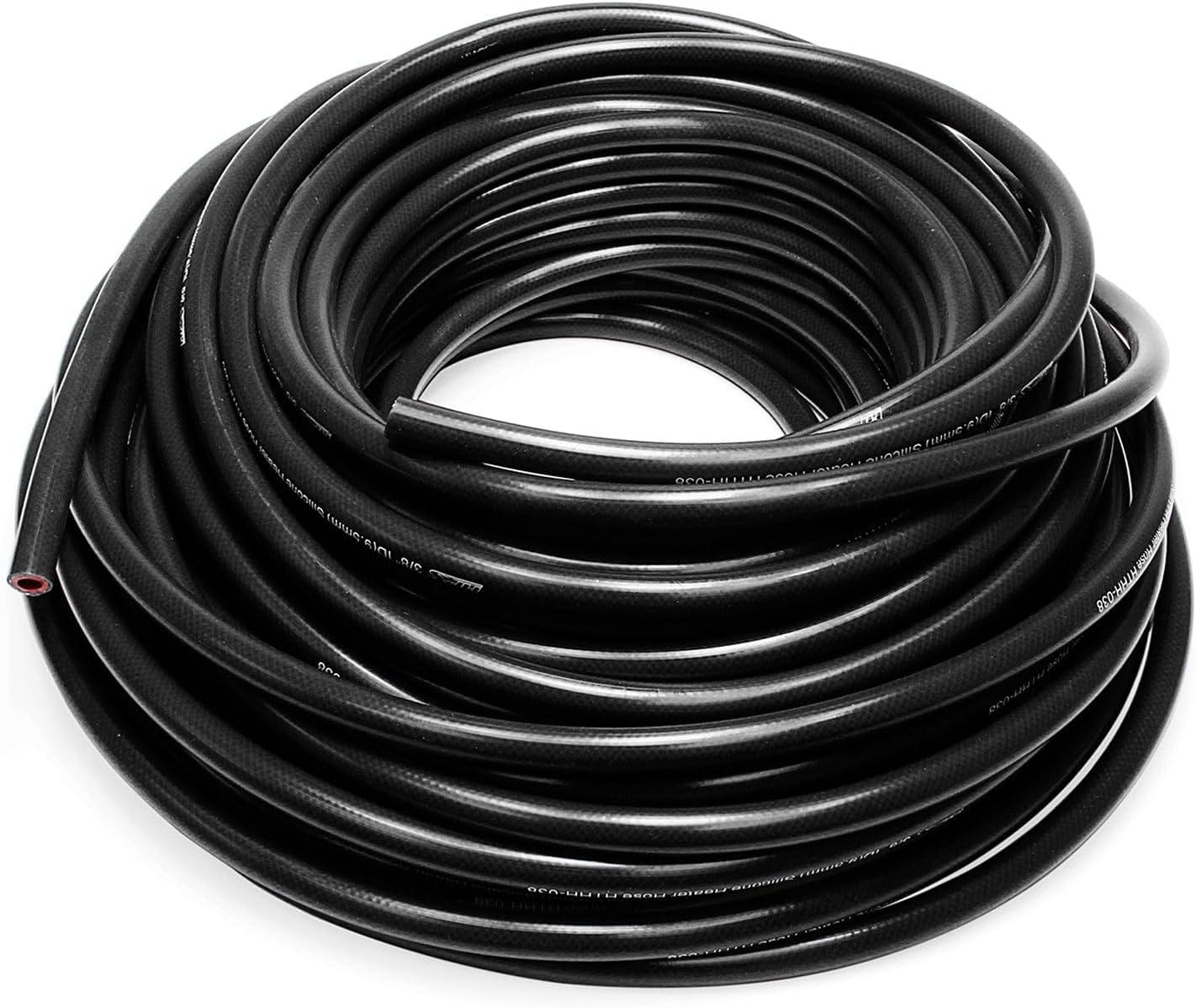 HPS 5/8" ID Black high temp reinforced silicone heater hose 50 feet roll, Max Working Pressure 70 psi, Max Temperature Rating: 350F, Bend Radius: 3"