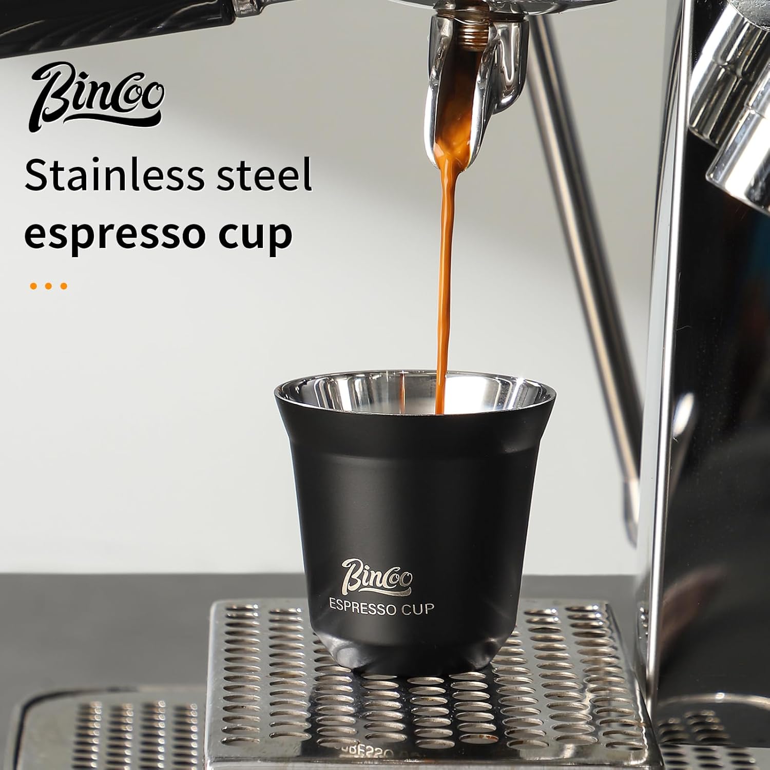 Bincoo Double Wall Espresso Cups Set of 2,Stainless Steel Insulated Espresso Shot Cups 2.7oz,Stackable Demitasse Cups