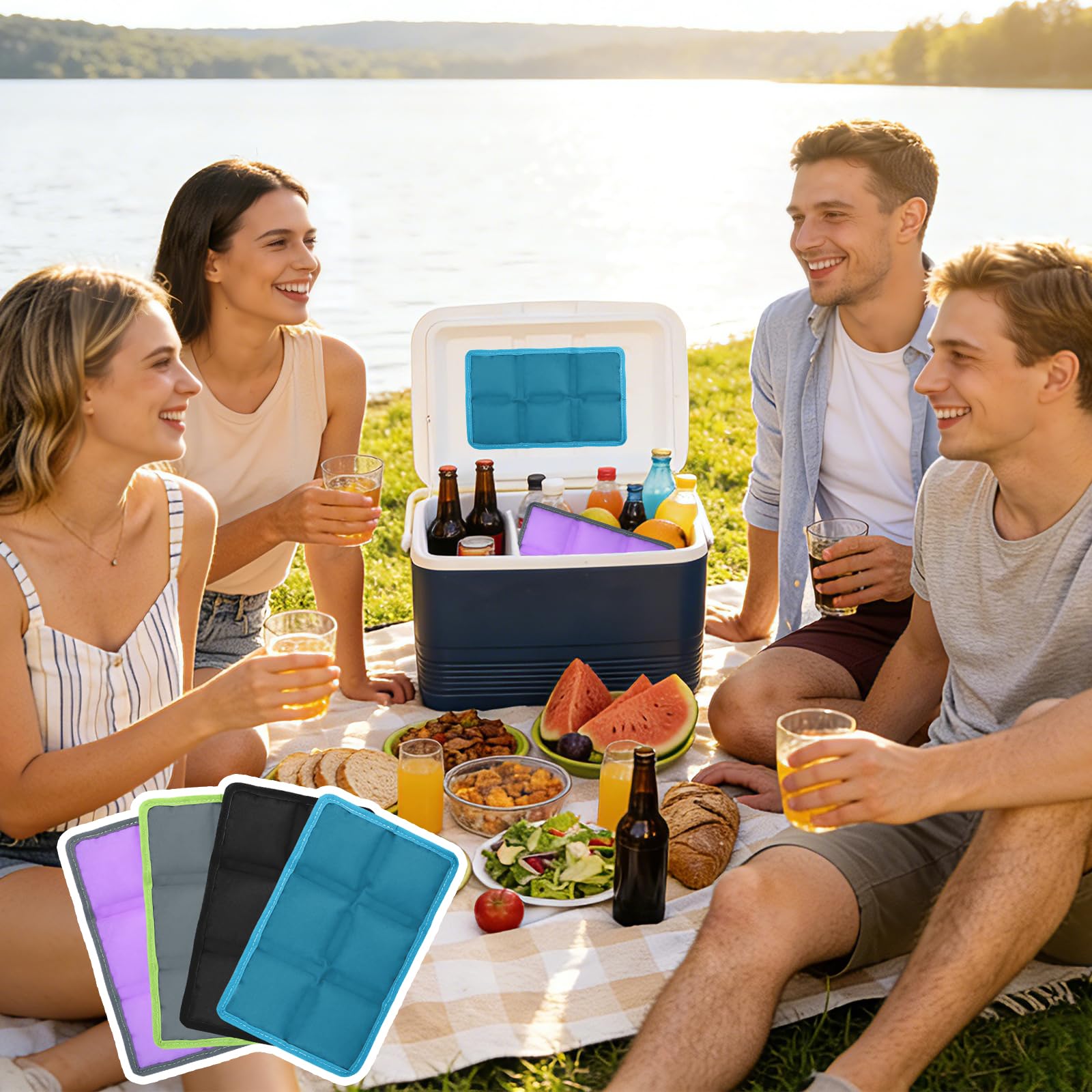 Ghiaccioli Morbidi Riutilizzabili per Borsa Frigo – Set da 4, 10 x 15 cm, Mini Ghiaccioli Refrigeranti per Lunch Box, Borse Termiche, Picnic, Campeggio ed Escursionismo