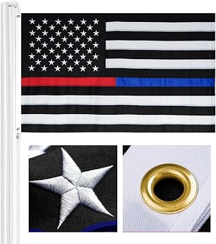 Thin Blue Line and Thin Red Line Flag - 3x5 ft with Embroidered Stars and Sewn Stripes, Long Lasting Nylon, UV Protection Perfect for Outdoors