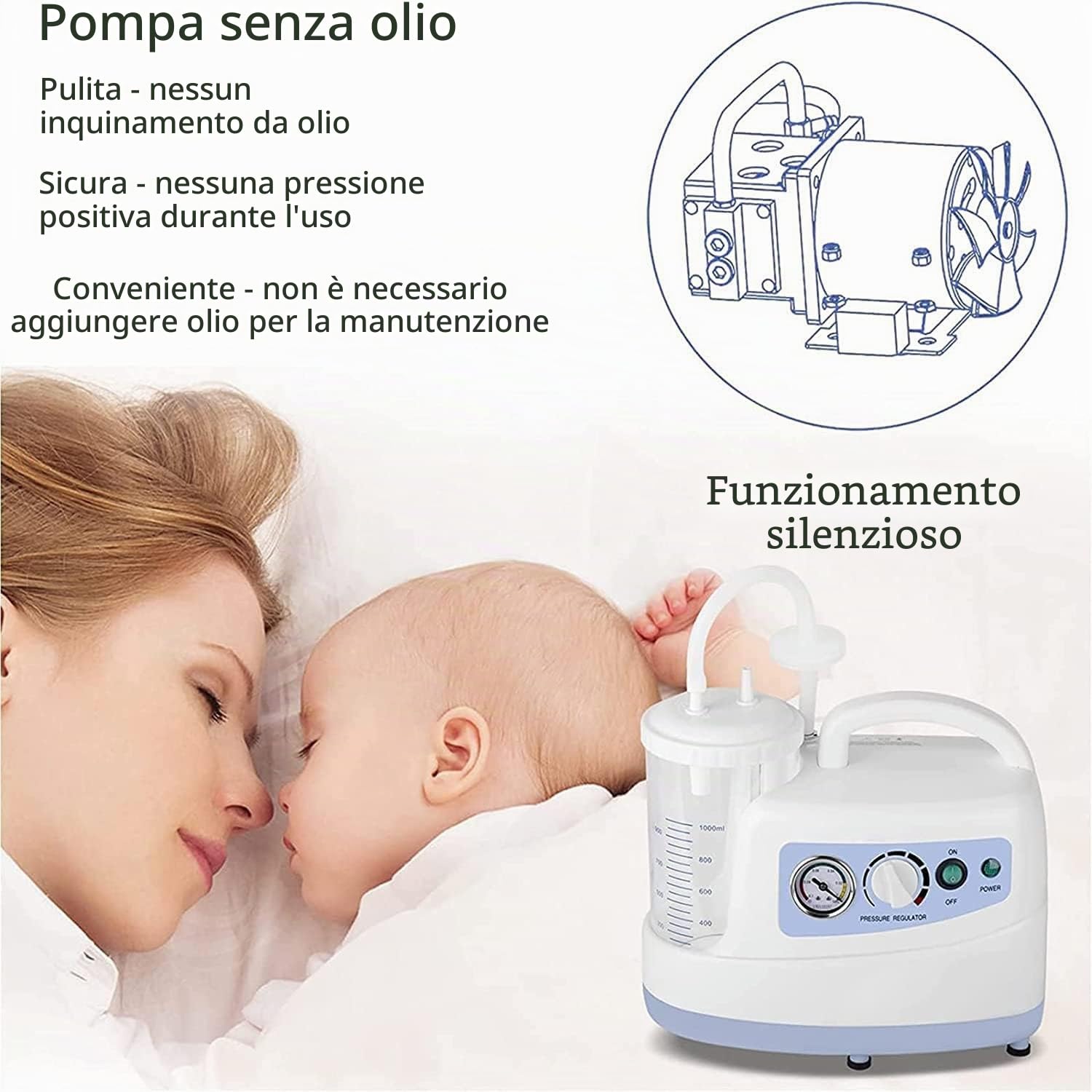 Dispositivo portatile automatico di aspirazione dell'espettorato per anziani e adulti, macchina per la rimozione del muco catarro domestico per una facile respirazione