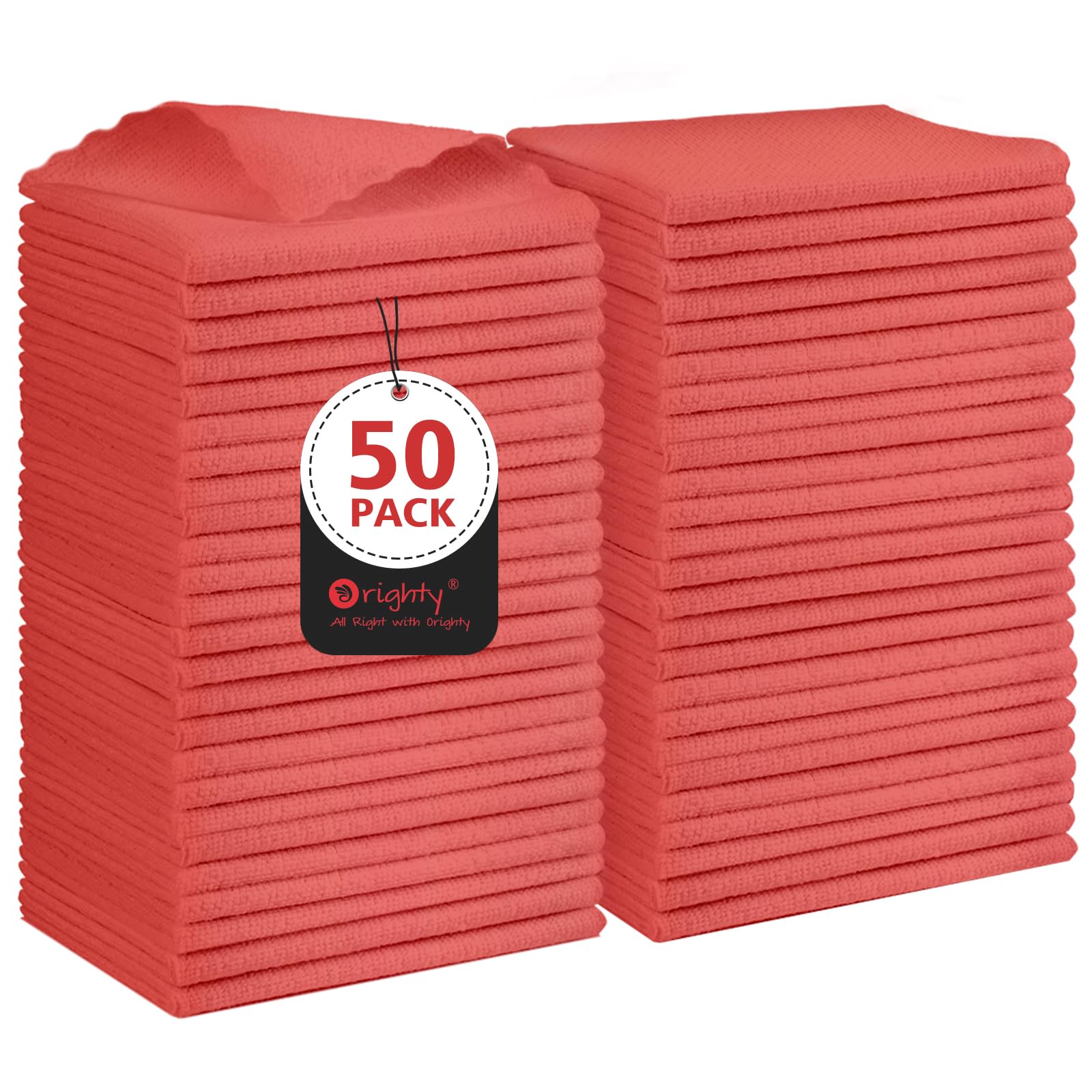 Orighty Cleaning Cloths, Shop Towels 50 Pack, Shop Rags Reusable, Microfiber Cleaning Rags Bulk for Cars, Multi-Purpose Lint Free Towels for