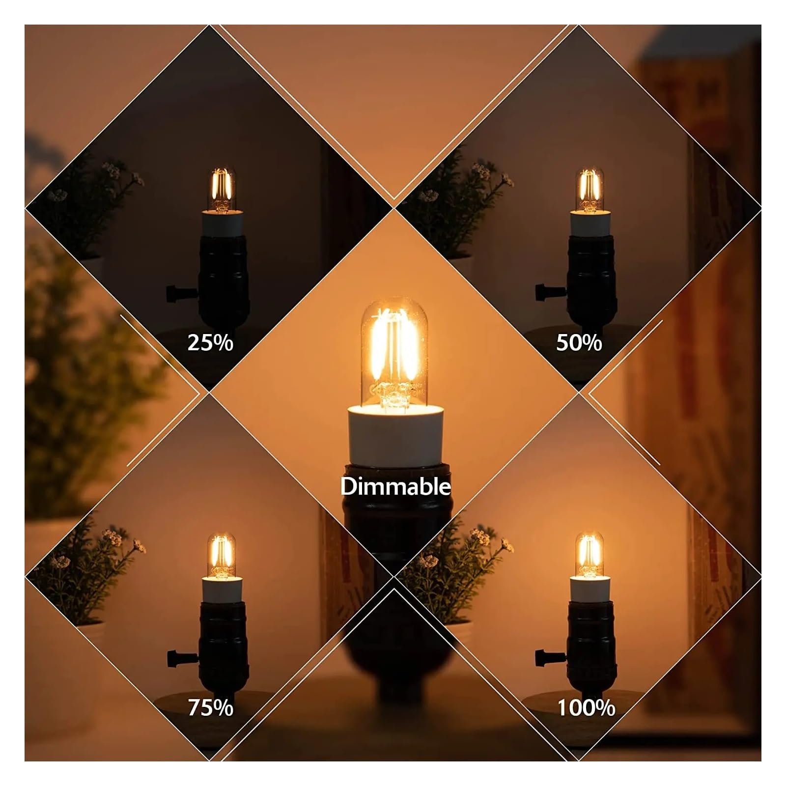 Luces Led nocturnas T20, Bombilla de filamento Tubular de 1W, lámpara de refrigerador de Radio regulable E12 E14, bombillas de repuesto de 2200K 2700K 4500K 6000K(Super Warm 2200K,25PCS T