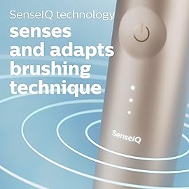 Philips Sonicare DiamondClean Prestige 9900 Rechargeable Electric Toothbrush with SenseIQ, 5 Premium All-in-One Brush Heads, Plaque Removal, Gum Care, Whitening, Champagne, BD9001AZ