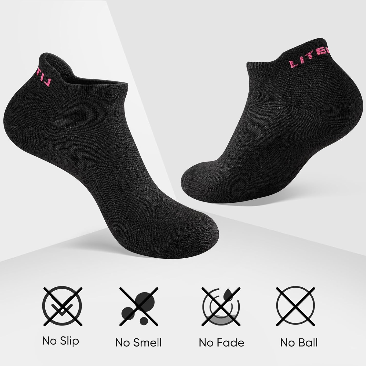 Womens Ankle Socks 6-Pairs Athletic Running Sport Socks With Cushioned Sole - Image 3