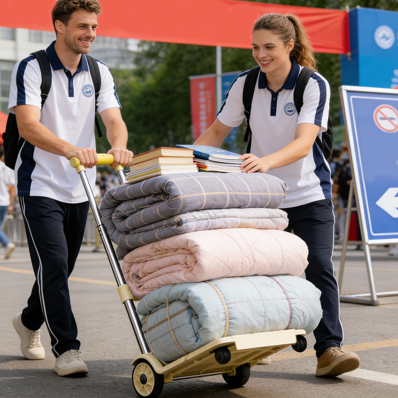 Składany Wózek Ręczny Przenośny Wózek Na Kółkach O Nośności 100 kg | Składane Wózki Transportowe Z Regulacją Wysokości Do Podróży Na Lotnisko Do Zakupów Spożywczych Do Garażu I Do Transportu