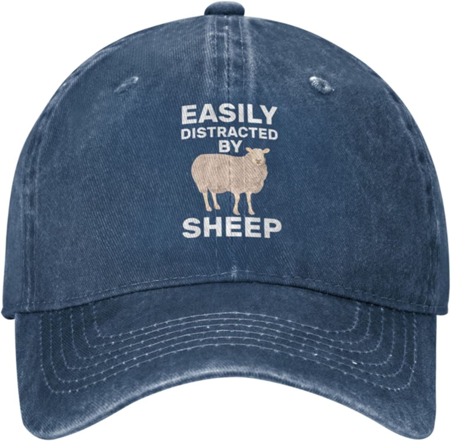 fifbird Sheep Hat Hat Easily Distracteds by Sheep Cap for Women Baseball Caps Adjustable Hats Navy Blue