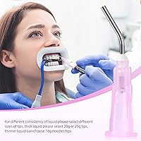 Vista 5 de JMU 100 Puntas de Dispensación Curvadas 18g, Aguja Dispensadora de Punta Roma, Puntas de Aguja de Irrigación Oral Desechables Predobladas Dentales