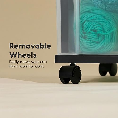 Miniatura 6 de IRIS USA Organizador de almacenamiento de plástico de 3 cajones con carrito rodante, con ruedas giratorias, paquete de 2, para suministros de arte