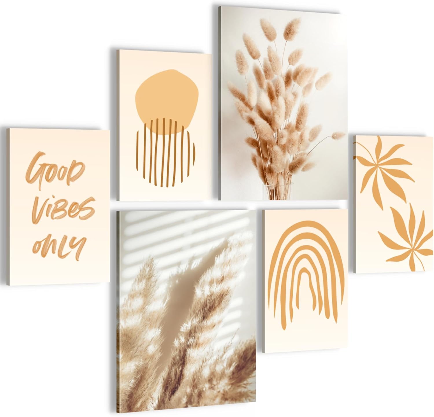Novart Wall Picture Set Boho Pampas Grass Beige No Extra Frame