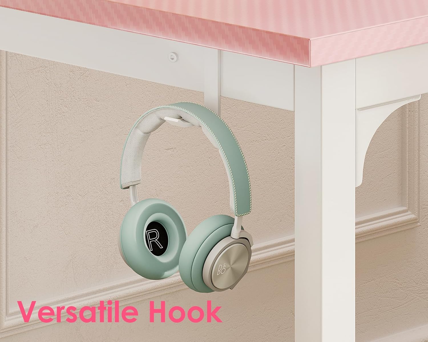 Close-up of the versatile hook on the ODK computer desk