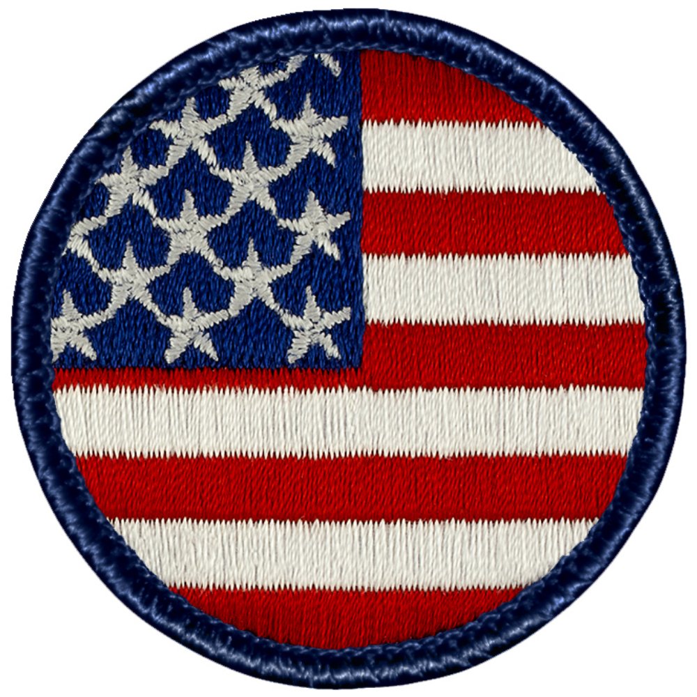 American Flag Patrol Patch - 2" Diameter Round Embroidered Patch (Glow-in-the-Dark - Hook Fastener)