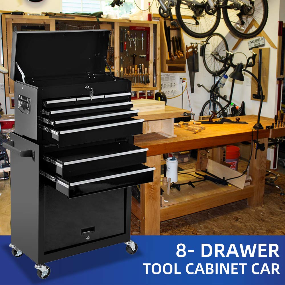 8Drawer Rolling Tool Chest, Keyed Locking System Tool Box Big Capacity